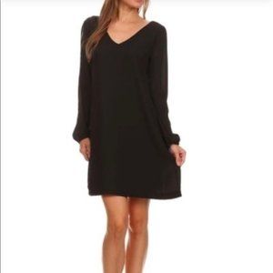 Long Sleeve Black Shift Dress